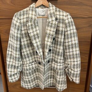Rachel Zoe Women's Beige and Black Plaid Blazer